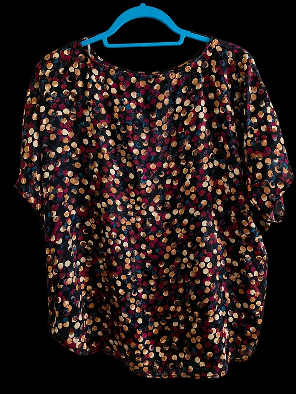 Like New! Anne Klein Plus Size 1X Confetti Dot Print Blouse Black Multicolor